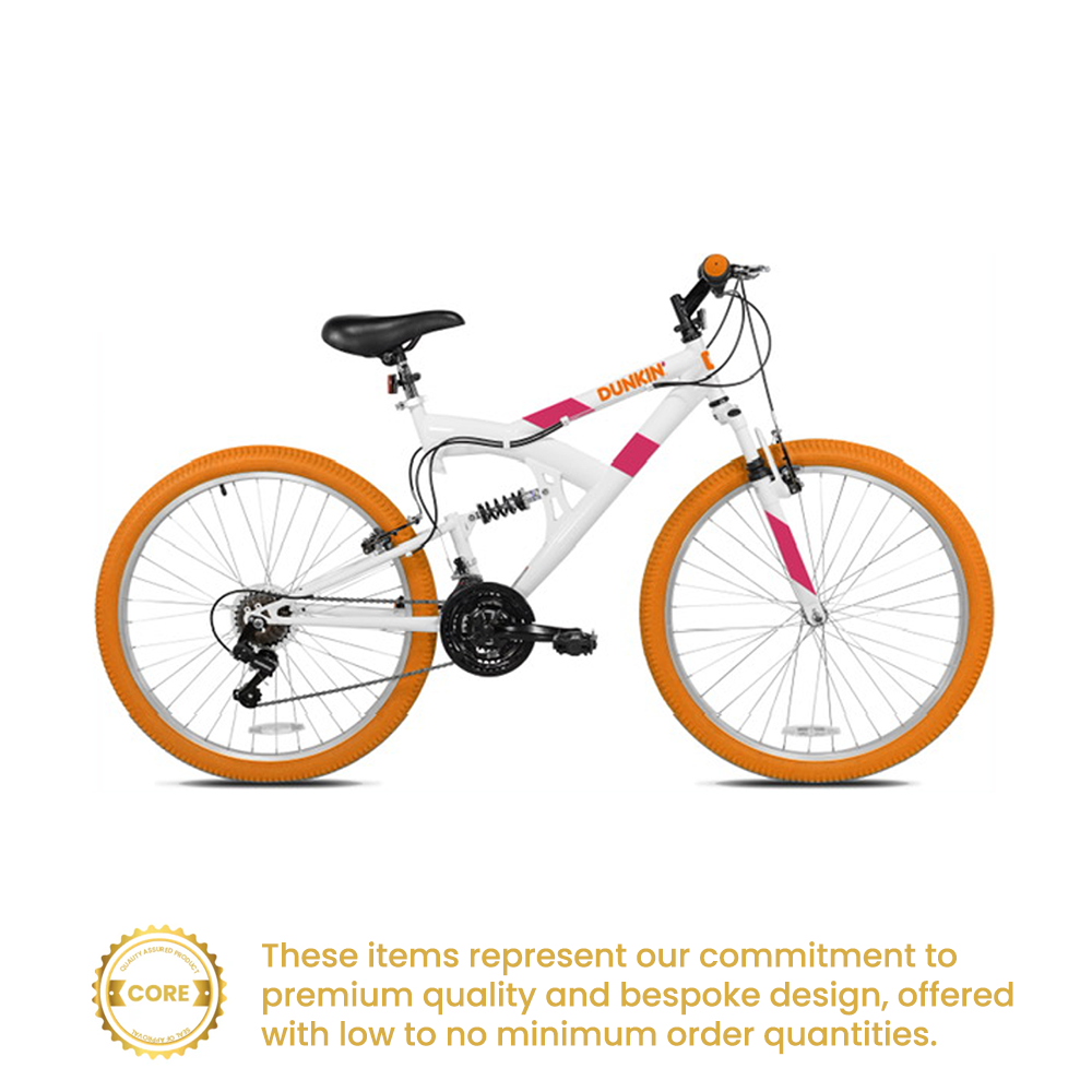 White and orange 21-speed dual suspension mountain bike