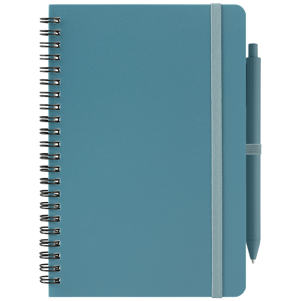 Höga Repreve® Spiral Jotter Notepad promotional notebook in steel blue printed with your company logo