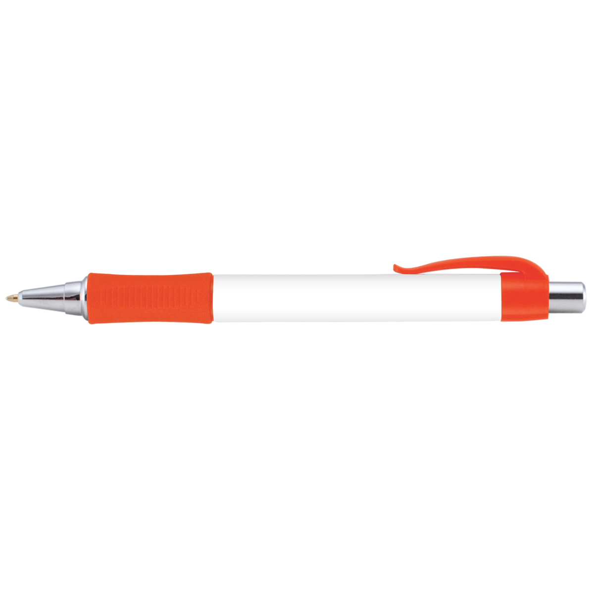 Hepburn Chrome Pen promotional pen in orange printed with your company logo