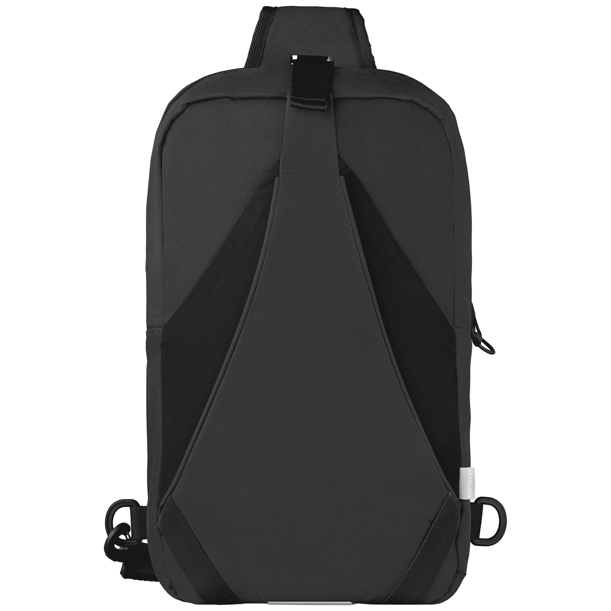Coastal Threads™ Repreve® Dual Carry Sling Bag promotional tote bag in black printed with your company logo