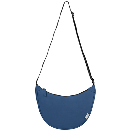 Lucca rPET Nylon Adjustable Shoulder Bag promotional tote bag in navy blue printed with your company logo