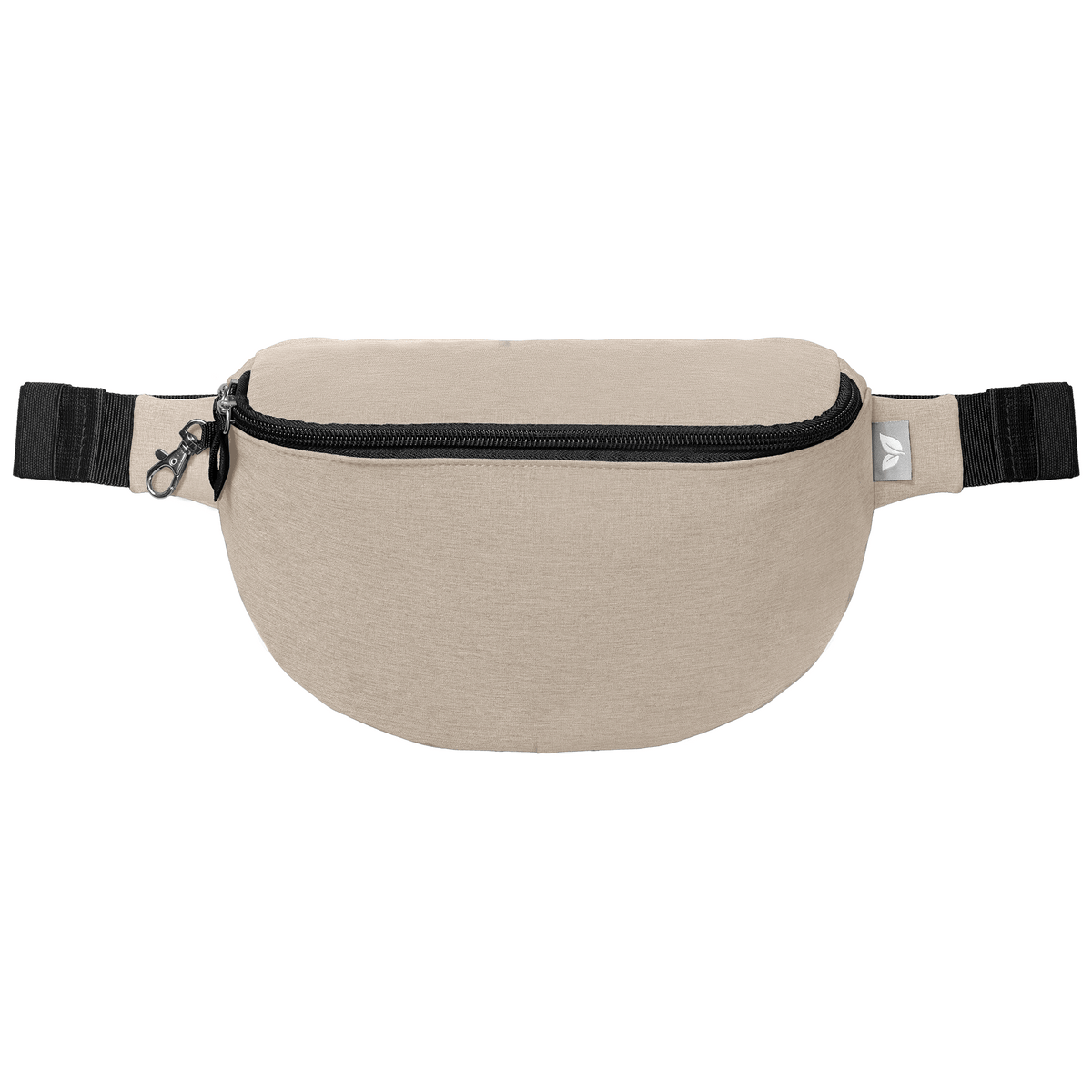Helsinki rPET Anti-Theft Hook-Zip Waist Bag promotional tote bag in dune warm grey printed with your company logo