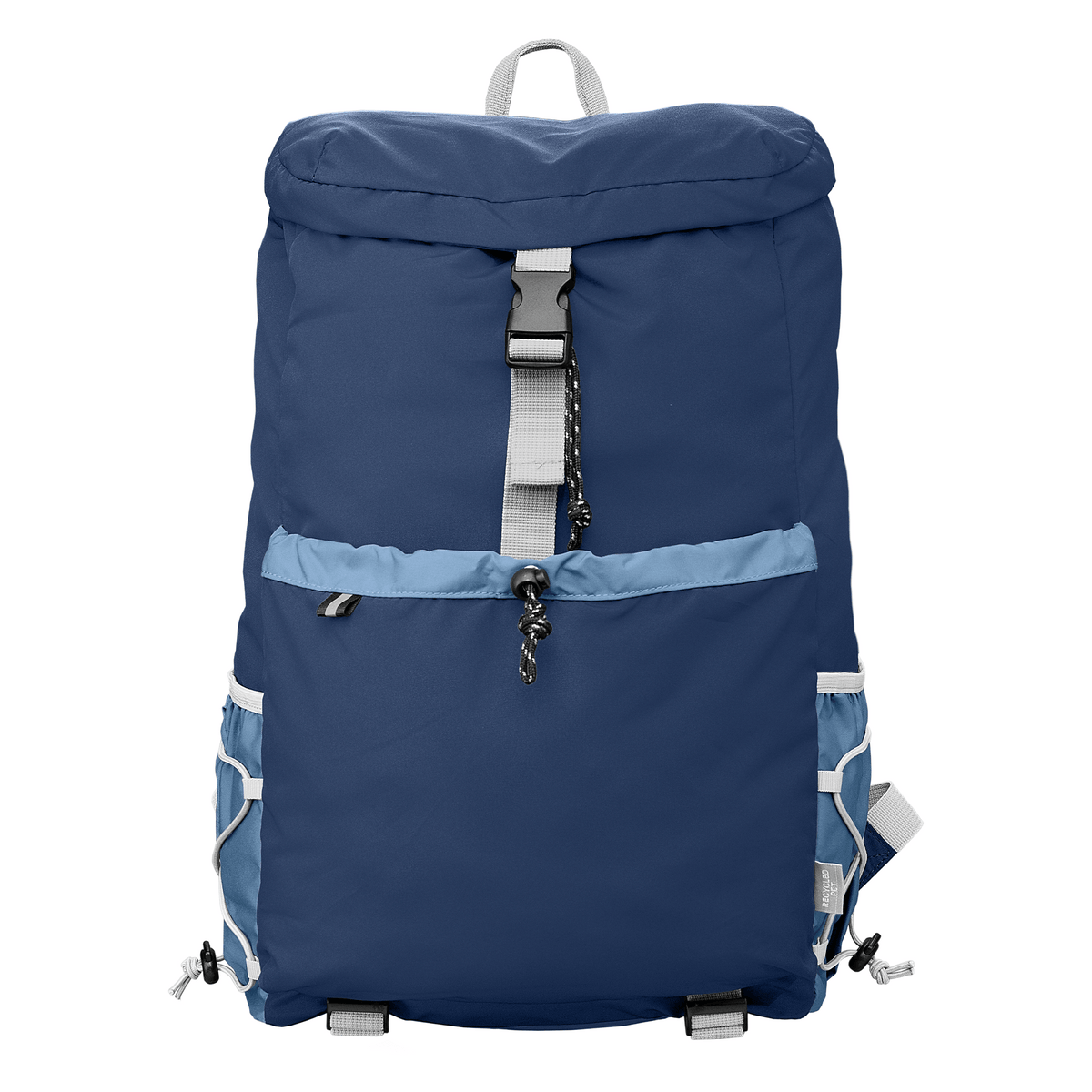 Tilden Recycled Laptop Utility Backpack promotional backpack in navy blue printed with your company logo