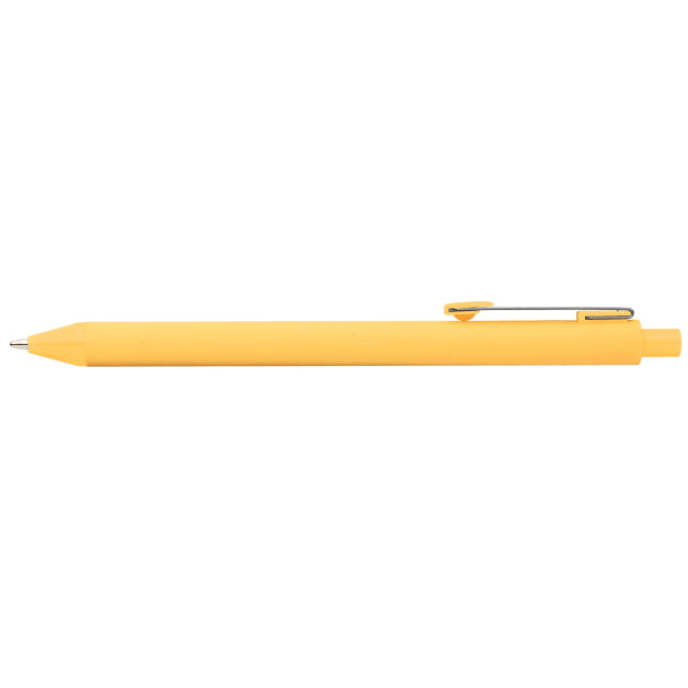 Vela Essentials Recycled Plastic Soft Touch Gel Pen promotional pen in yellow printed with your company logo