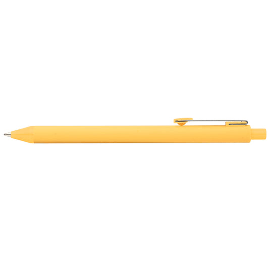 Vela Essentials Recycled Plastic Soft Touch Gel Pen promotional pen in yellow printed with your company logo