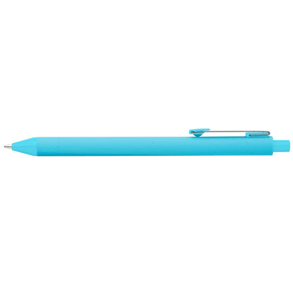 Vela Essentials Recycled Plastic Soft Touch Gel Pen promotional pen in light blue printed with your company logo