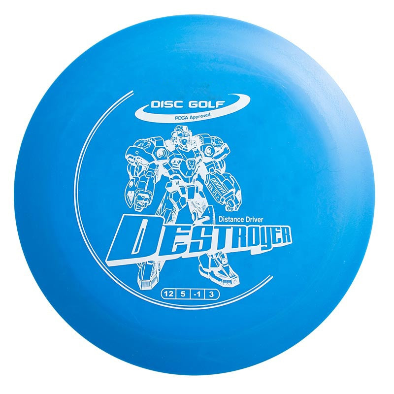 Blue disc golf disc with a printed illustration