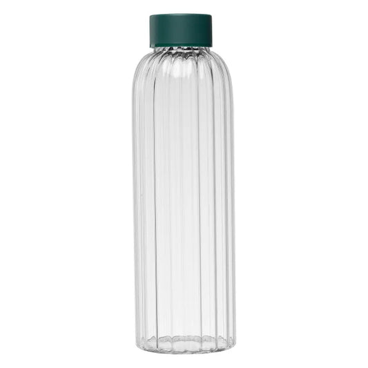 Linea Glass Ridged Colour Pop Bottle promotional bottle in forest green printed with your company logo