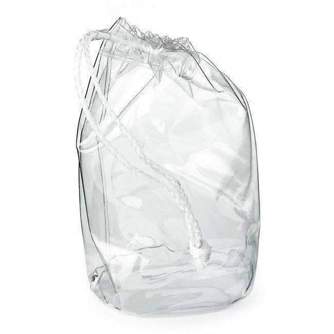Clear PVC Drawstring Bag branded drawstring bag in clear printed with your company logo
