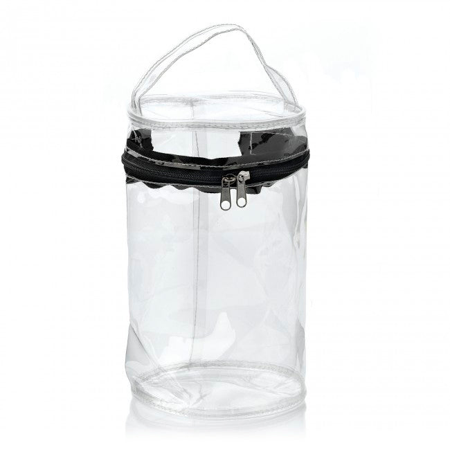Clear PVC Round Zippered Toiletry Bag branded personal care item in black, clear printed with your company logo
