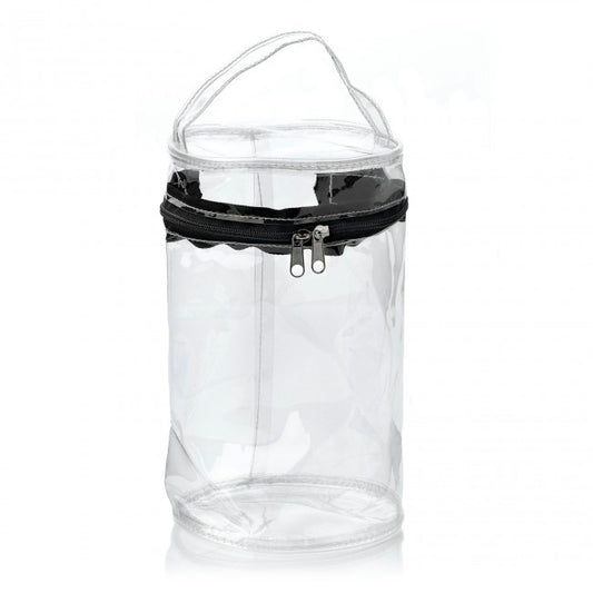 Clear PVC Round Zippered Toiletry Bag branded personal care item in black, clear printed with your company logo