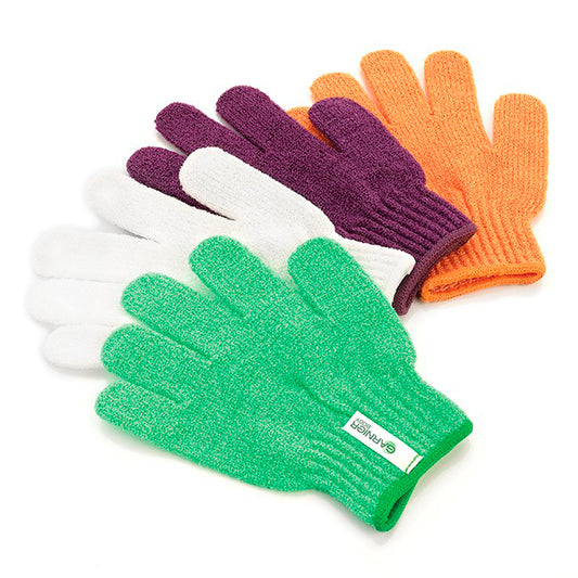 Exfoliating Massage Glove/Mitt branded wellbeing gift in green, orange, purple, white printed with your company logo