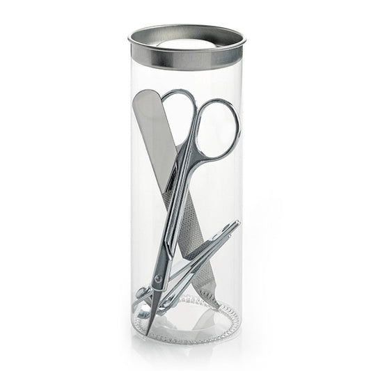3 Piece Manicure Set in a PET Tube branded beauty item in clear, silver printed with your company logo