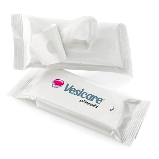 15 Standard Wet Wipes in a Soft Pack branded hygiene essential in white printed with your company logo