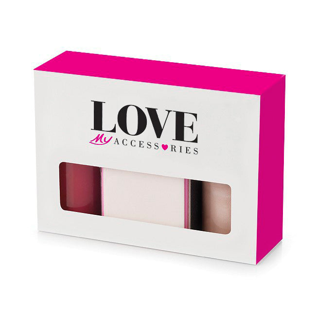 3 Piece Nail Polish and Buffer Gift Set branded beauty item in black, blue, brown, green, orange, pink, purple, red, white