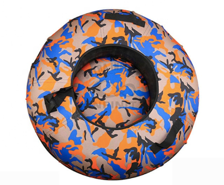 Inflatable snow tube sledge with a full-colour orange and blue print